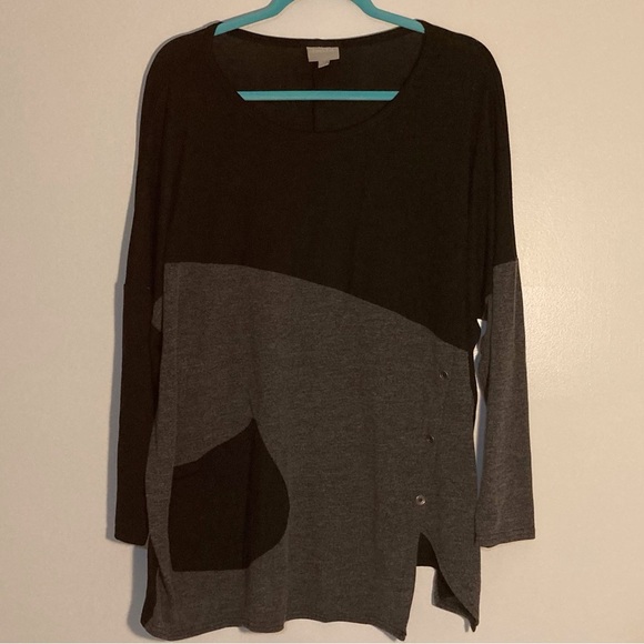 Zim & Zoe Colorblock Knit Top | Lightweight Sweater | 3/4 Sleeves - Picture 1 of 11